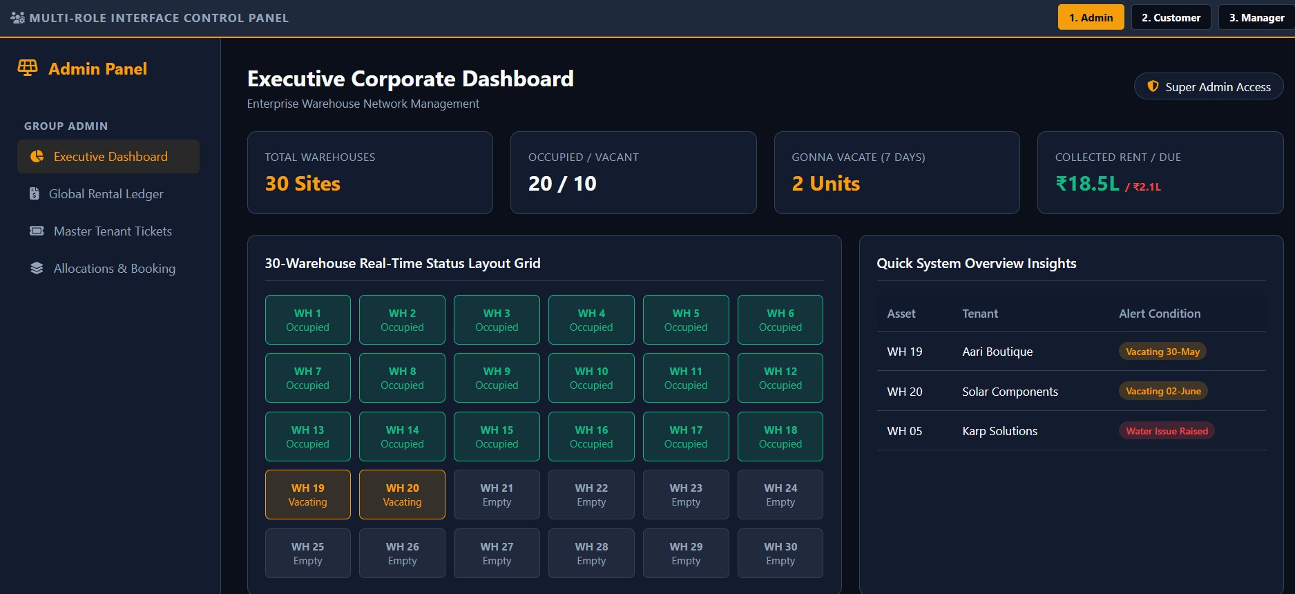 Warehouse Admin & Tenant Portal screenshot 1