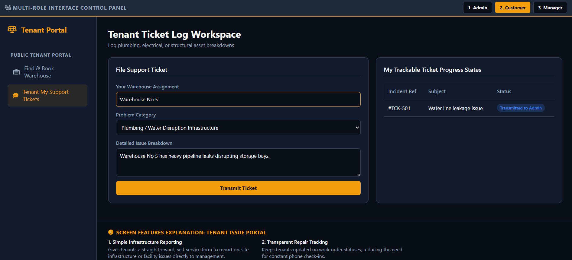 Warehouse Admin & Tenant Portal screenshot 2